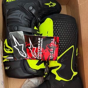 Alpinestars Black and Neon Yellow Racing Boots